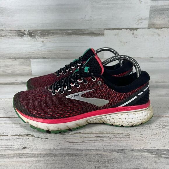 Brooks Womens Ghost 11 Lace Up Mesh Low Top Running Shoes Coral Pink Black Sz 9 - Picture 2 of 8